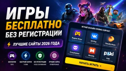 Игры бесплатно без регистрации — лучшие сайты 2026 года